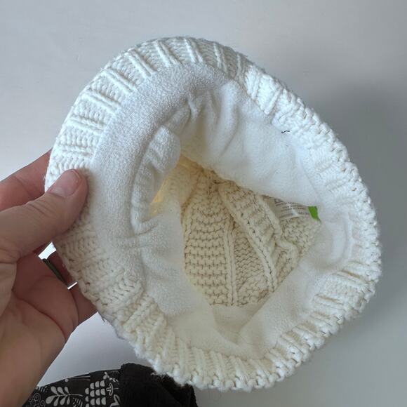 Bula white Cable Knit Fleece Lined Beanie with bill- One Size - Picture 3 of 6
